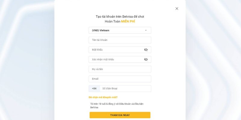 Hướng dẫn chi tiết các bước đăng ký tài khoản cược tại Betvisa